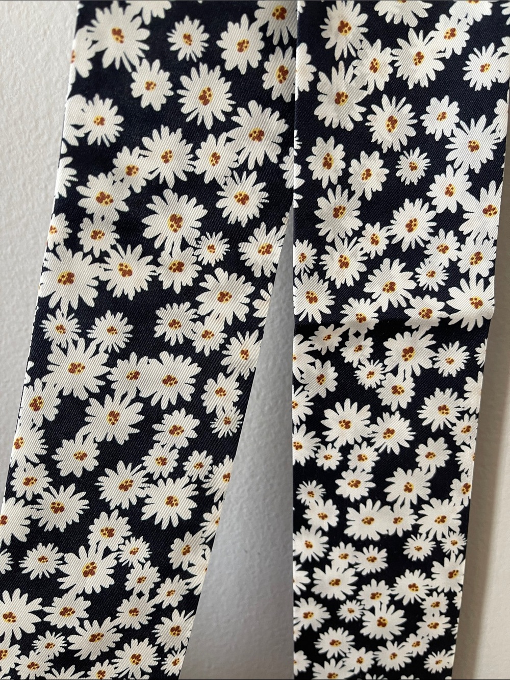 Ann Taylor Silk Black Floral Daisy Scarf